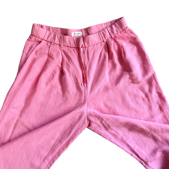 Via Bovio Wide Leg Linen Blend Pink Pants High Rise Vacation Travel Italy Sz XL - Picture 4 of 15